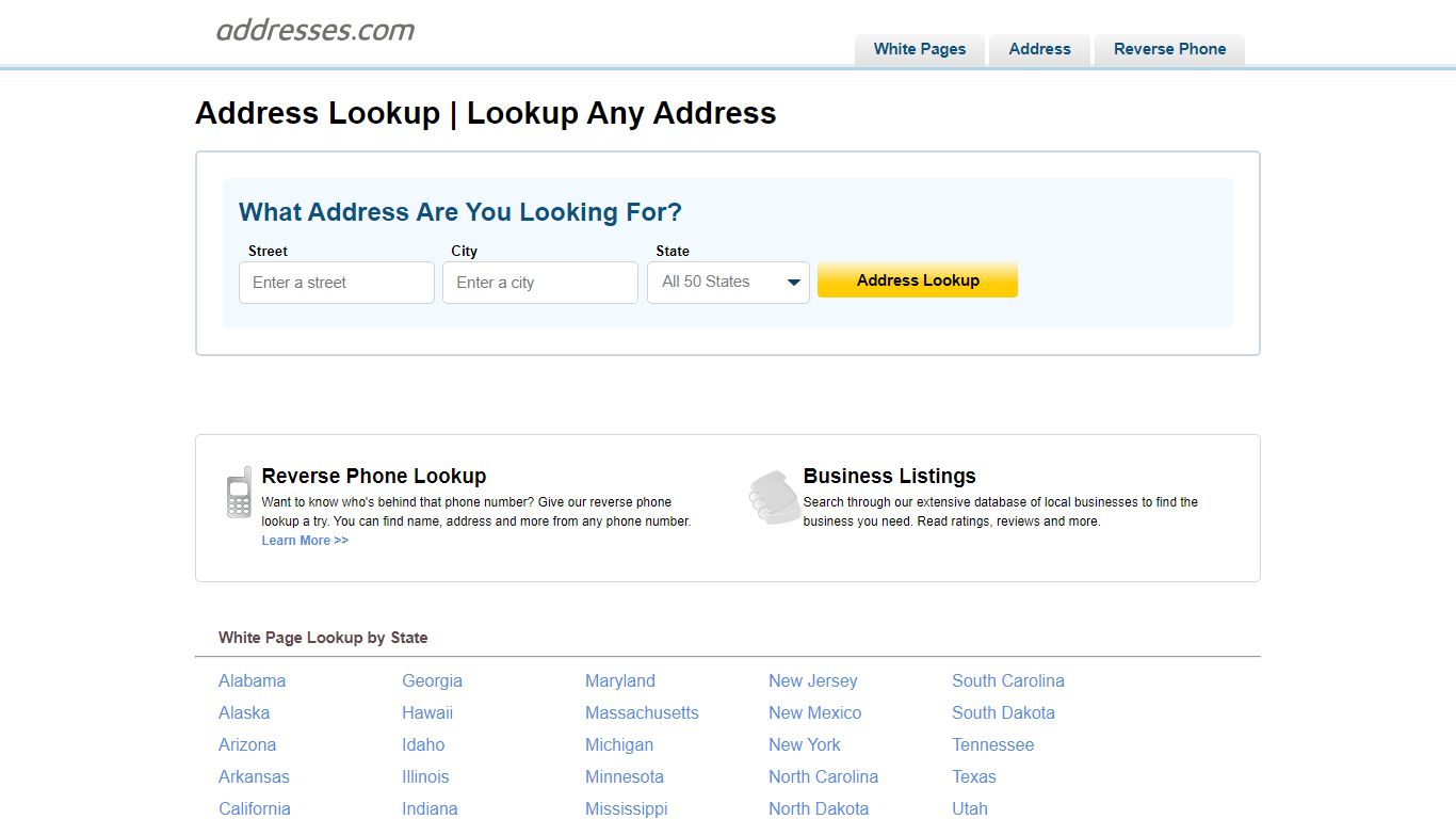Reverse Address Lookup | Addresses